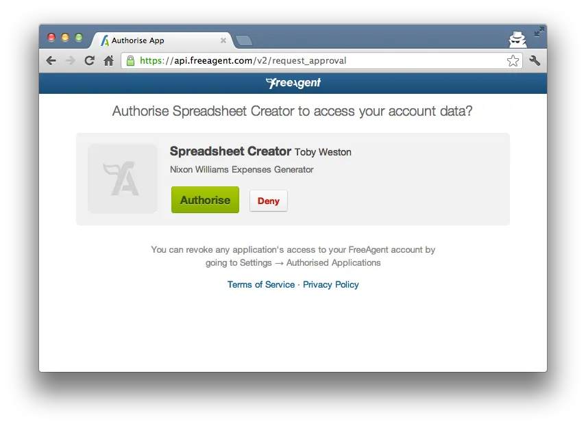 Authorisation confirmation