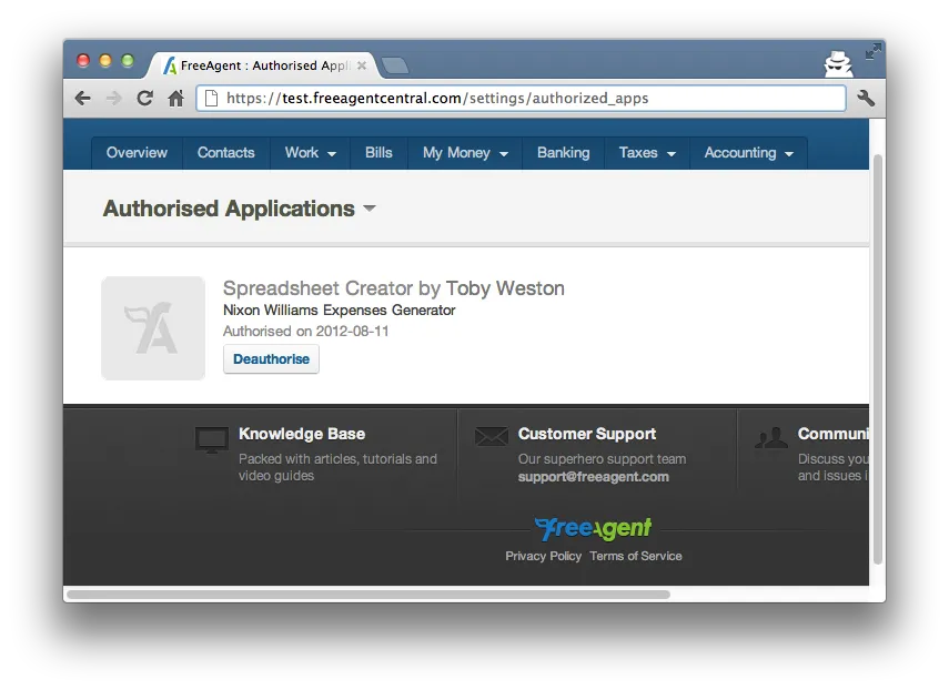 My app is authorised