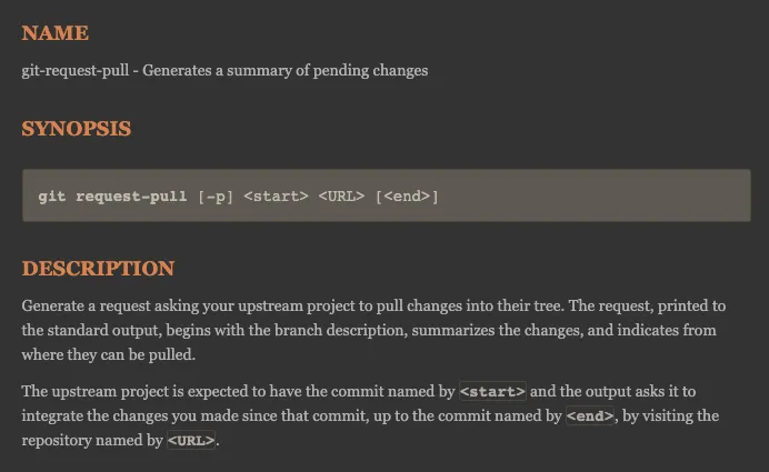 Native Git request-pull command docs